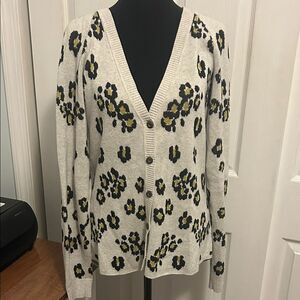 CAbi Cream Floral Cardigan Sweater style 5277   B